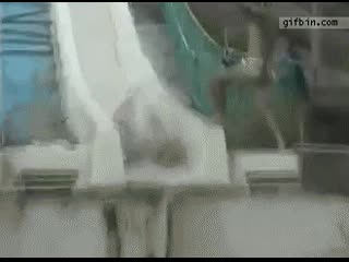 video double waterslide in empty pool sex