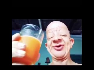 video bald guy drinks orange sex