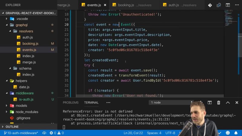 video 10 adding user authentication build a complete app with graphql mongodb and sex
