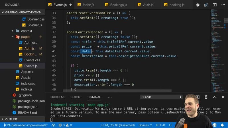 video 21 improving queries bugfixing build a complete app with graphql mongodb and sex