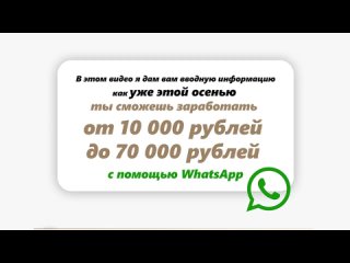 video как заработать этой зимой от 10 000 до 70 000 рублей с помощью whatsapp sex