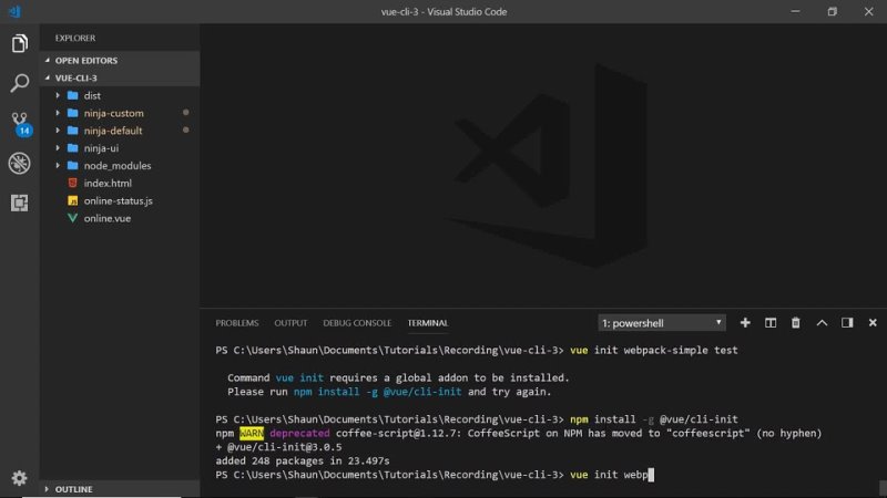video vue cli3 tutorial 10 using vue init with the new cli sex
