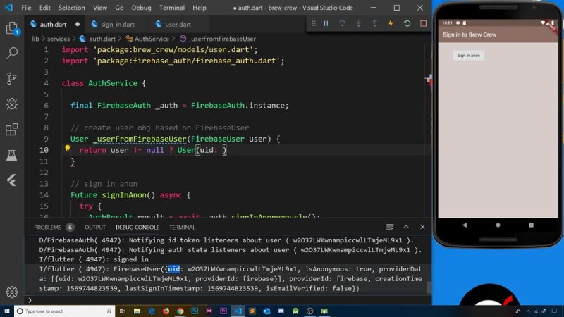 video flutter firebase app tutorial 6 custom user model sex