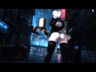 video девушка 2b из nier automata в ночном городе живые обои для wallpaper engine sex