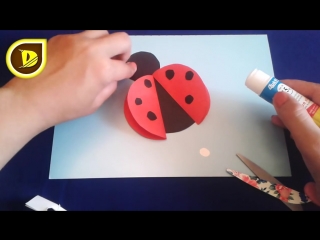 video божья короа аппликация из цветной бумаги поделки для детей how to make a paper lady bug sex