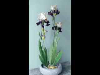 video композиция с ирисами полимерная глина composition with irises polymer clay sex